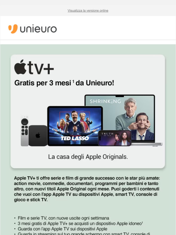 📺 Scopri Apple TV+ e Arcade gratis per 3 mesi!