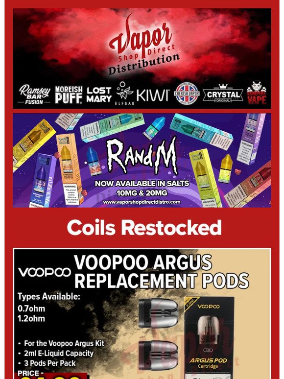 Argus, Gotek X & Xlim Pods All Back in + Vape Kits & Disposables Restock!