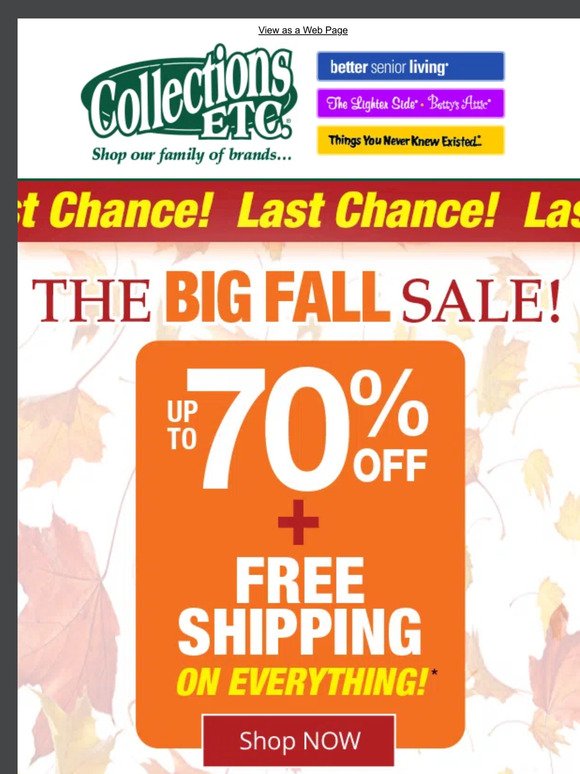 Act Now! The Big Fall Sale Wraps Up Today – Last Chance!