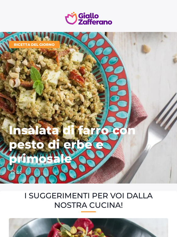 Insalata di farro con pesto di erbe e primosale