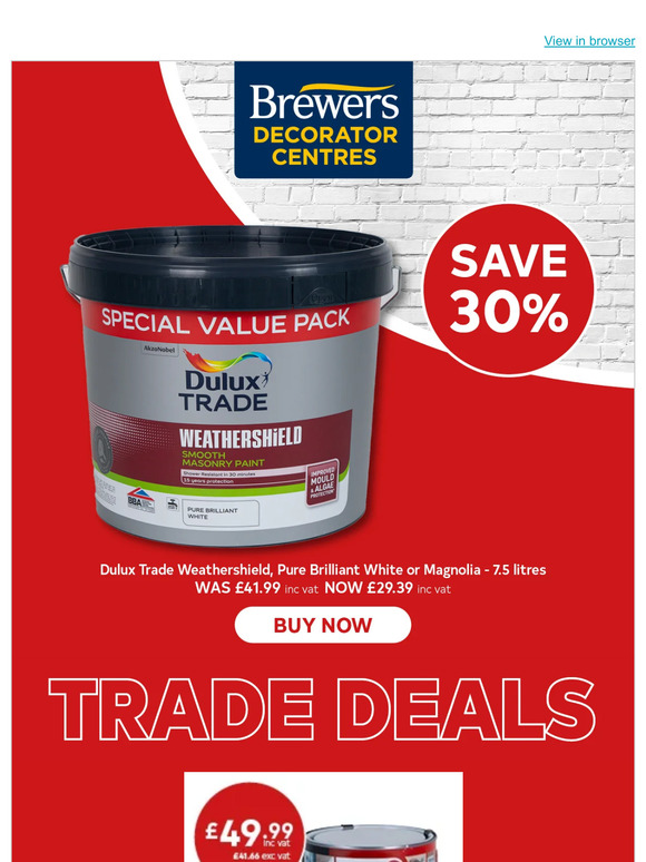Brewers Hurry! Save 30 On Dulux Weathershield Smooth Masonry Paint