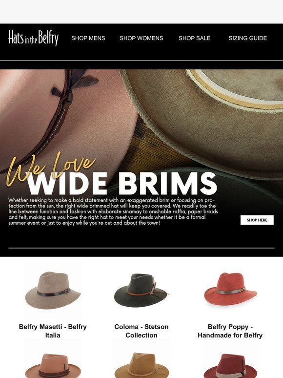 Wide Brim Hats  - Handmade in USA 🇺🇸 & Italy 🇮🇹
