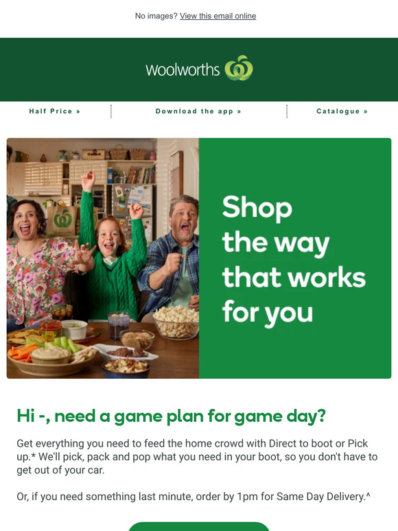 —, order Same day for game day