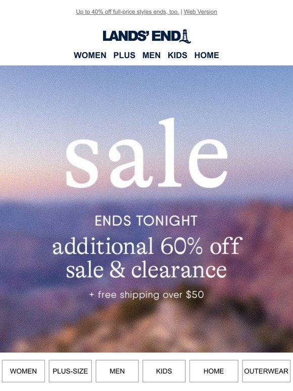 Ends tonight! Extra 60% off sale & clearance