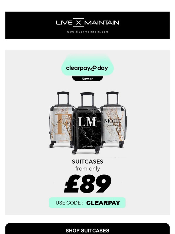Live X Maintain £89 Suitcases Clearpayday SALE Now On Milled