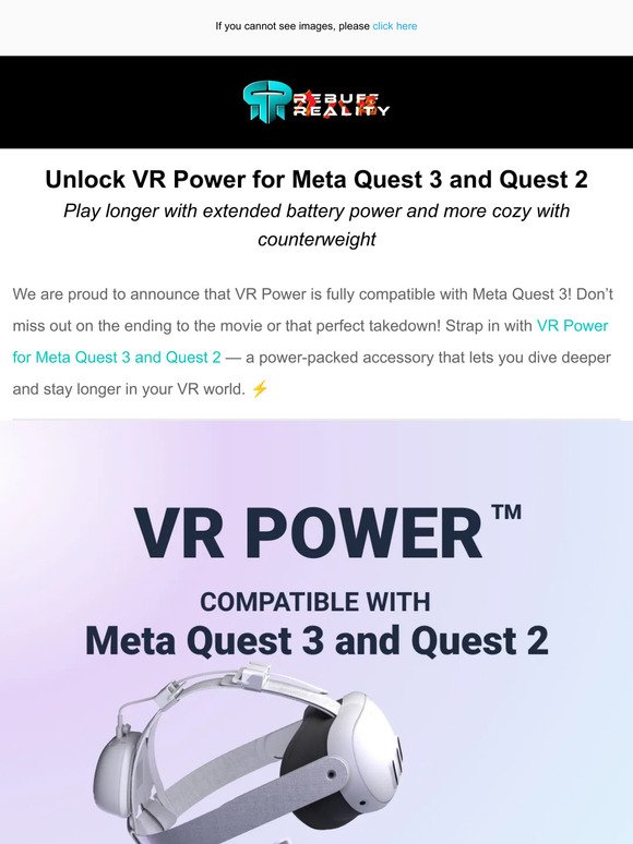 Rebuff Reality VR Power for Meta Quest 3 and Quest 2- VR Headsets Battery  Pack with10,000 mAh Battery- Extended 8+ Hrs of Playtime, Counter Balance