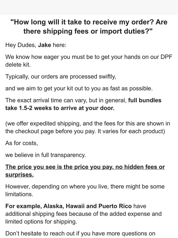 The Diesel Dudes How long does shipping a DPF delete take? What's the cost? 🤔 Milled