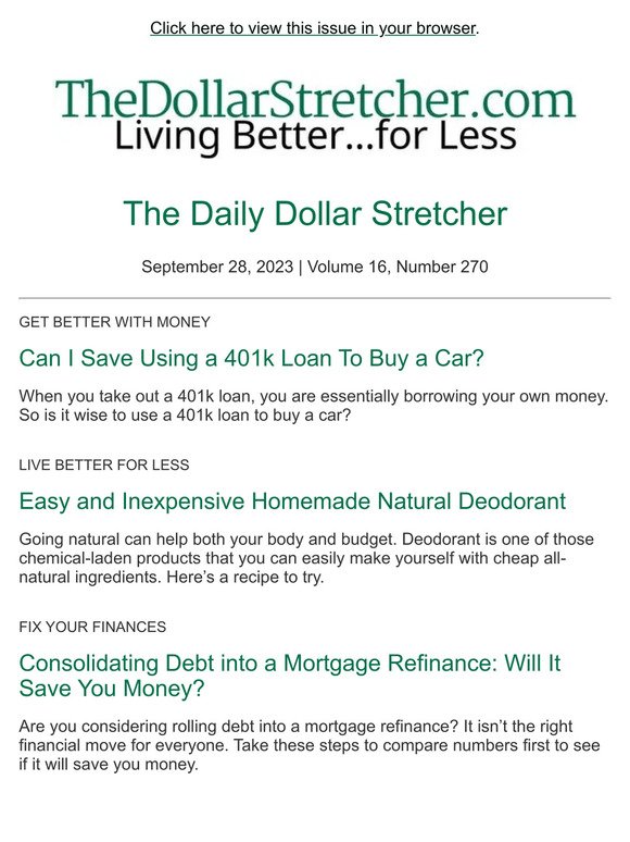 9/28/23: The Daily Dollar Stretcher