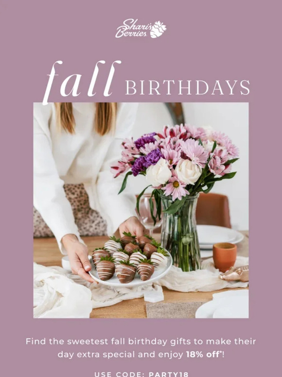 Last Chance: 18% Off Fall Birthday Treats