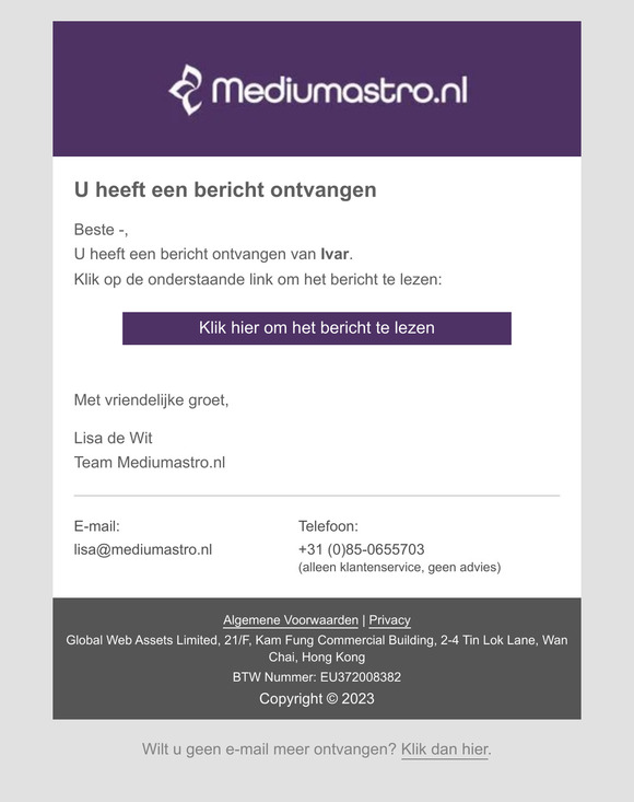 Bericht ontvangen op Mediumastro.nl