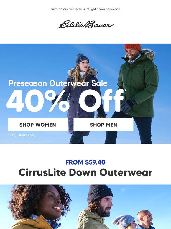 40% Off Bestselling CirrusLite Down Outerwear