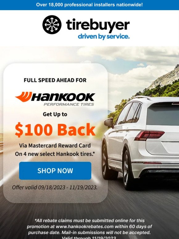 Let Hankook Move You With $100 OFF 🚘