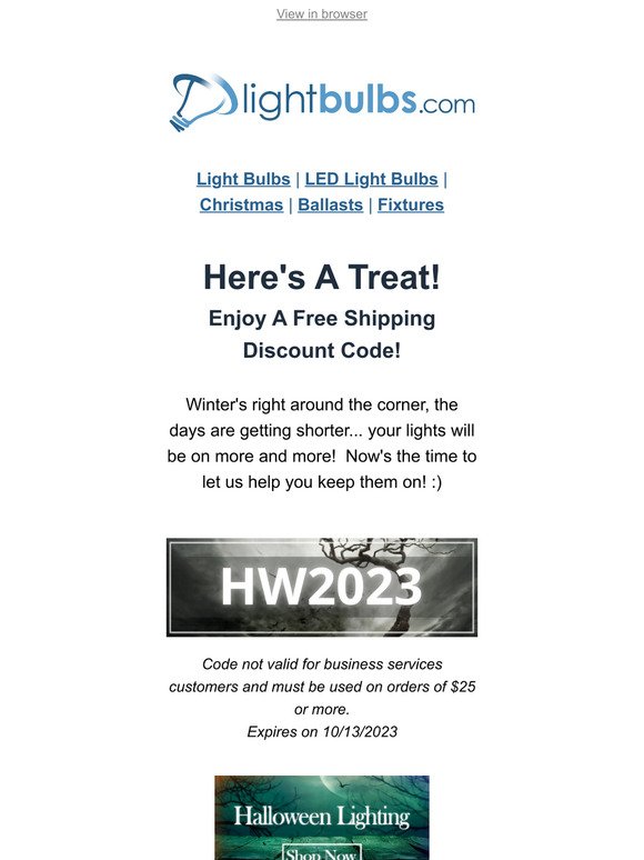 Here's a Treat for This Halloween - Free Shipping!