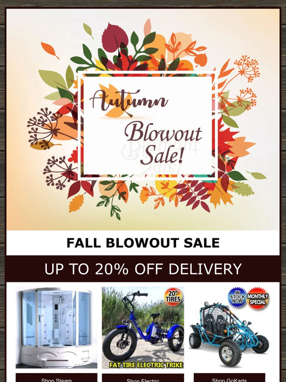 Fall Blowout Sale - Up To 20% OFF DELIVERY @ SaferWholesale - Call Now!