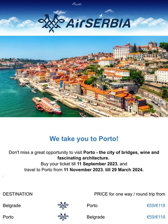 — ✈️ We take you to Porto! 👉️ One way tickets from €59 ✈️