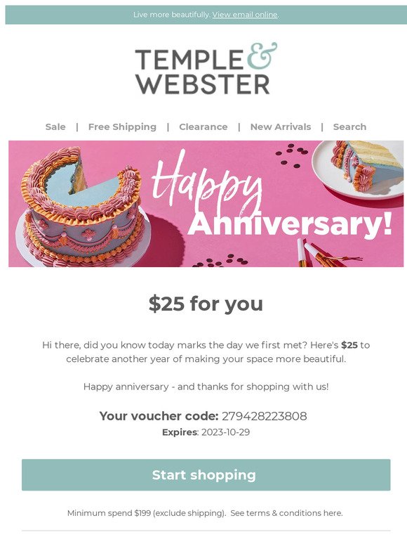 Happy anniversary there,  $25 to celebrate!