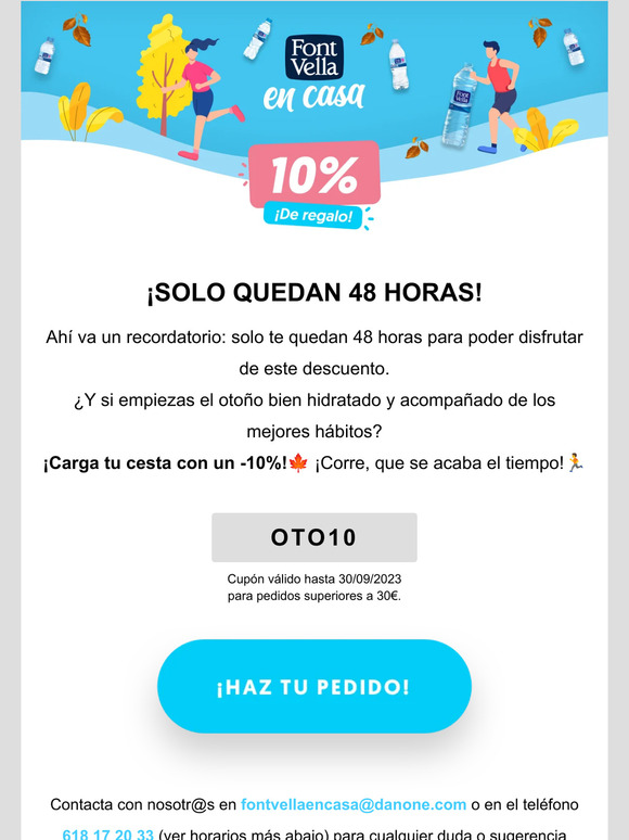 Tienes 48 horas para disfrutar de tu descuento 💧