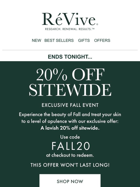 20% off ends tonight...