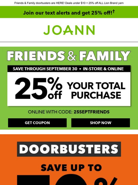Save 25% off your total purchase + Shop Bernat yarn for $8.99