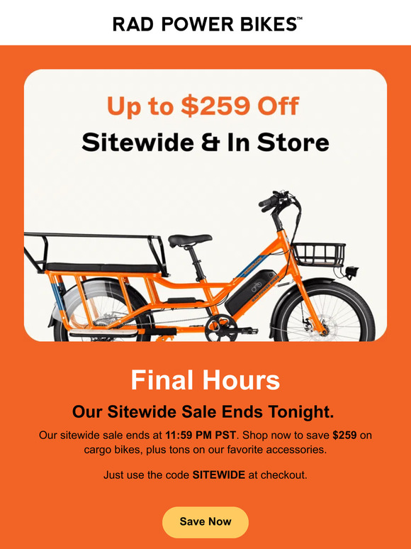 Last chance! Save $259 on cargo ebikes