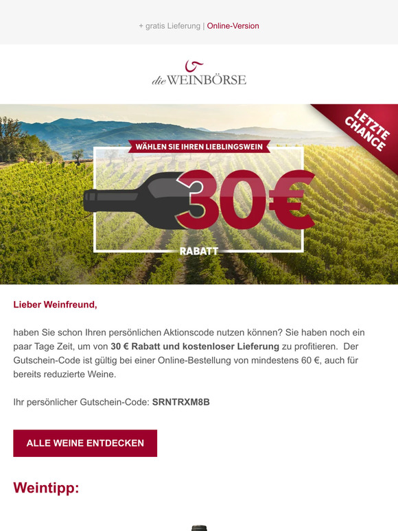 Letzte Chance! 30 € Rabatt