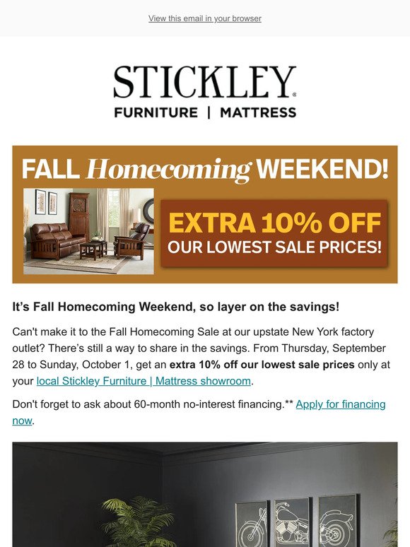Get extra savings during Fall Homecoming Weekend!