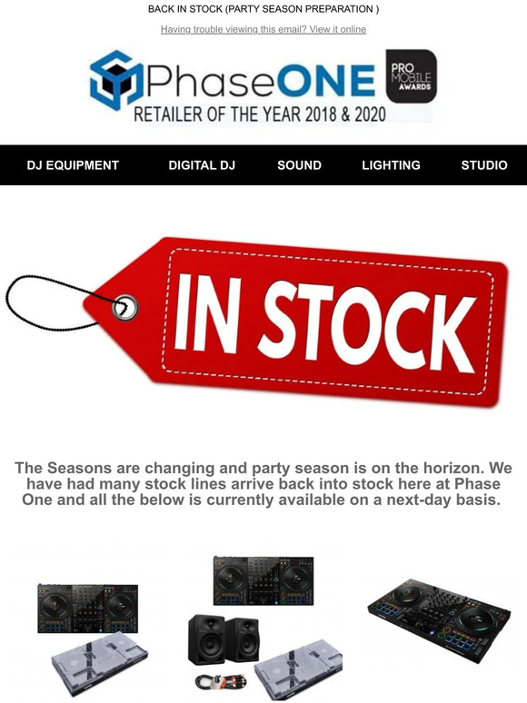 BACK IN STOCK (PARTY SEASON PREPARATION )