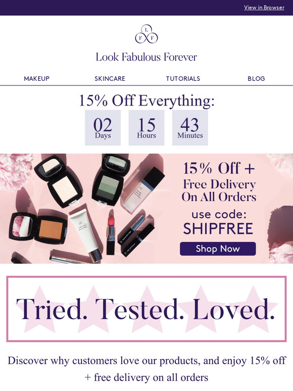 15% Off + Free Delivery On All Orders!