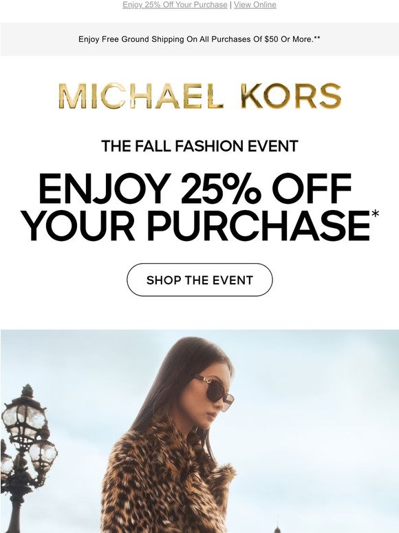Michael Kors The Fall Fashion Event Sale 25% Off Full Price + Free