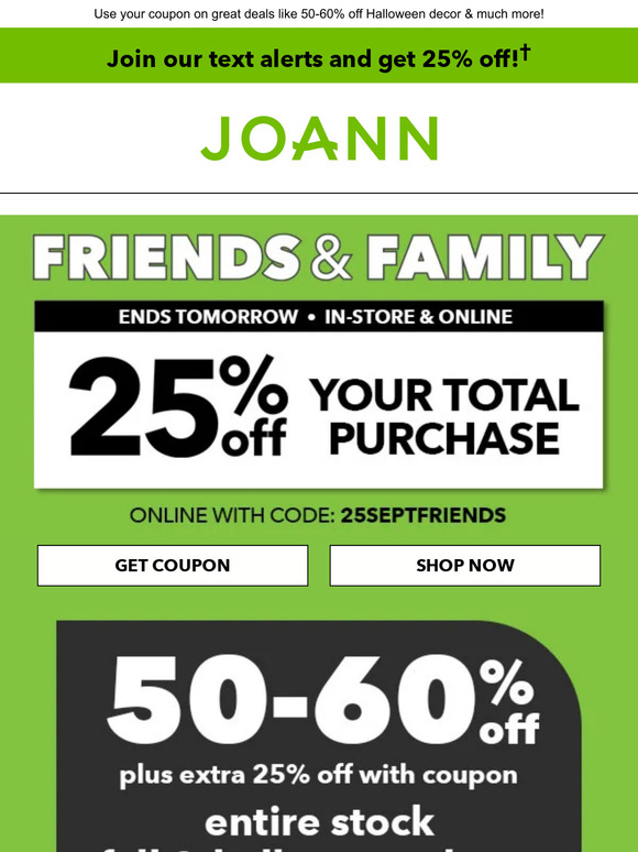 50% off a regular item at Joanns 