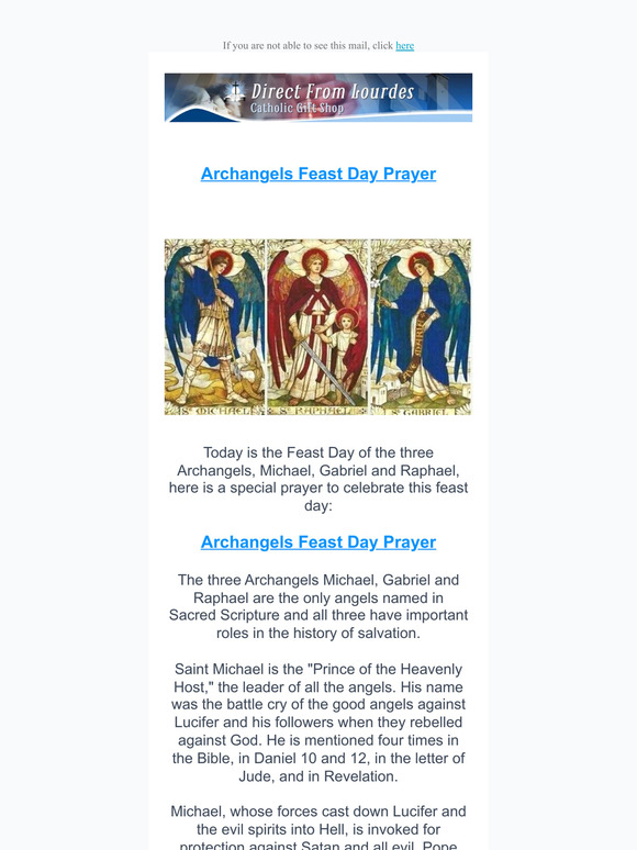 direct from lourdes Prayer for the Feast of the Archangels Milled