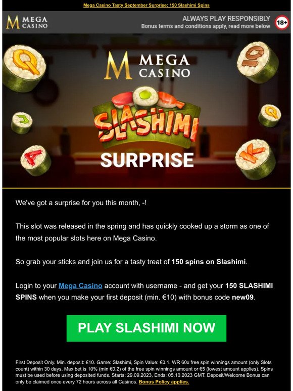 mega  casino free spins