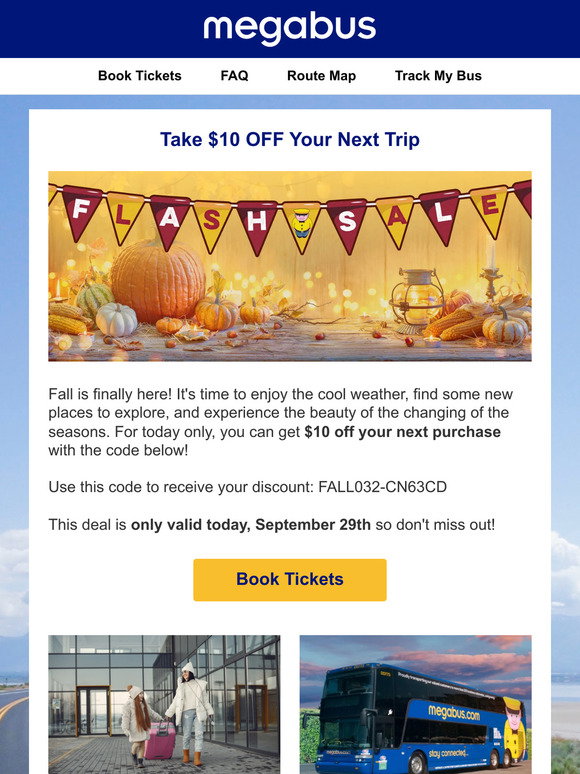 Megabus: Get $10 Off Today Only! | Milled