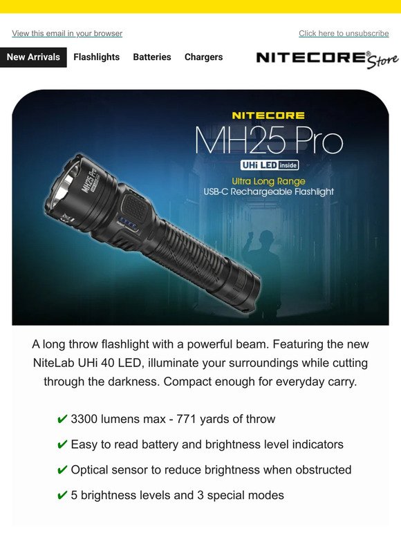 New Superior Performance 🔥 Nitecore MH25 Pro 771 Yard Long Throw Flashlight