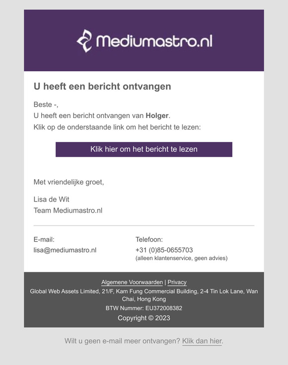 Bericht ontvangen op Mediumastro.nl