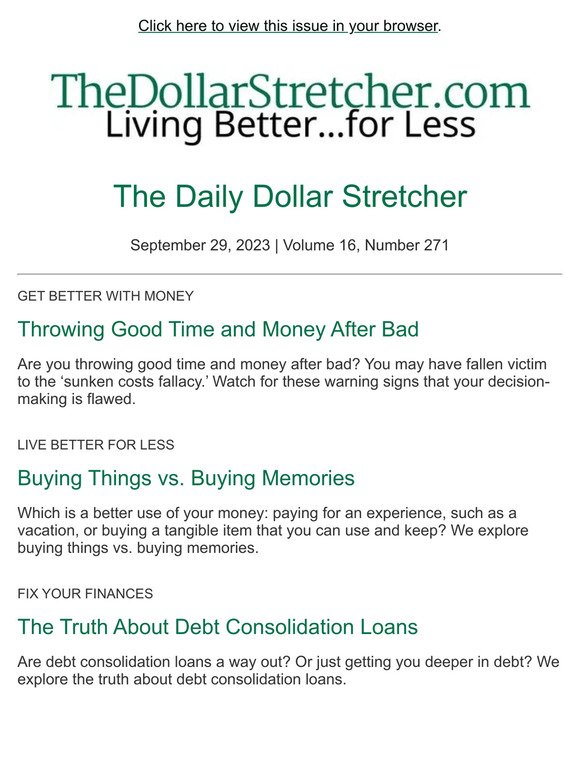 9/29/23: The Daily Dollar Stretcher