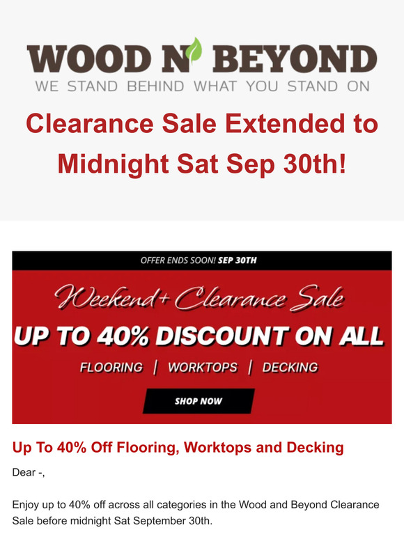 wood and beyond 📢 —, Flooring Clearance Sale Extended To Sat Milled