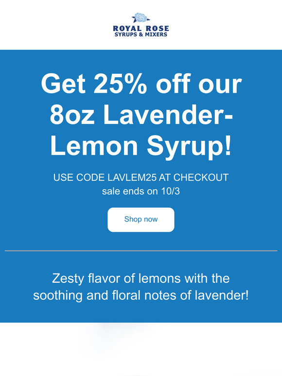 25% Off Lavender Lemon Syrup!