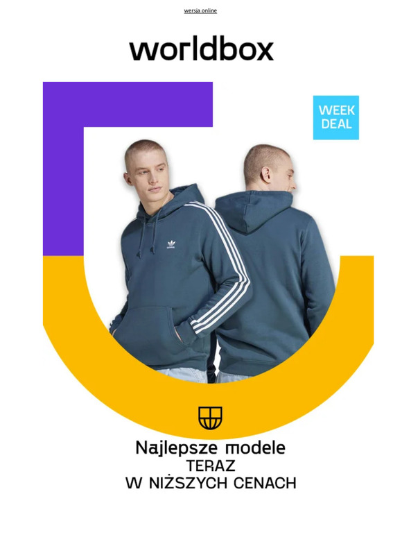 Odzież marki adidas, TNF i innych z rabatem w ofercie tygodnia.