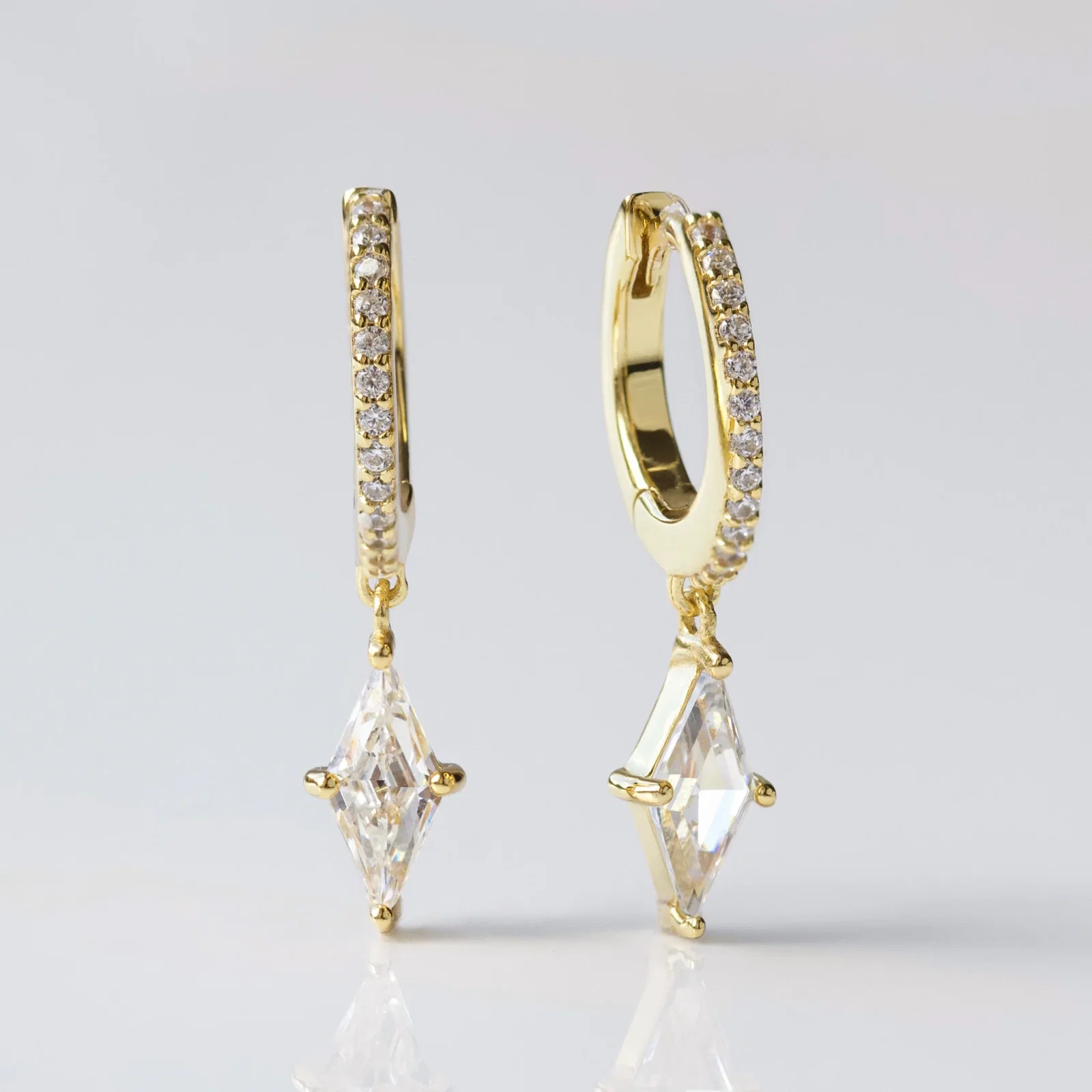 Image of Garden Party CZ Diamond Shape Drop Earrings
