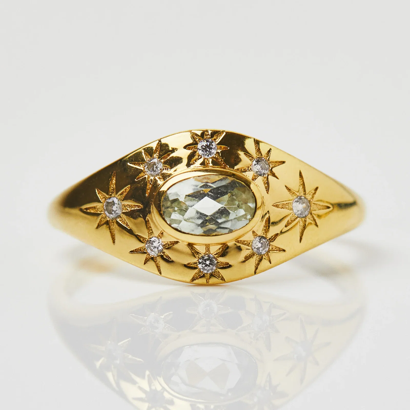 Image of Celestial Green Amethyst Statement Signet Ring