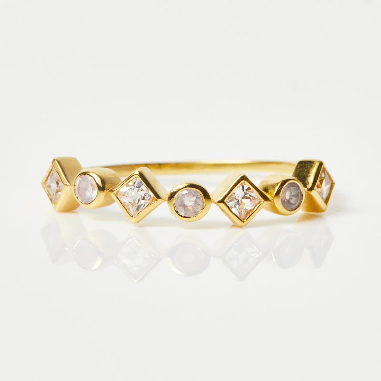 Image of Ana CZ & Rose Quartz Stacking Ring