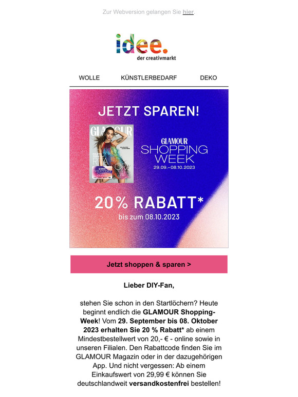 Idee-shop DE: Startschuss: Glamour Shopping-Week 🤩 | Milled