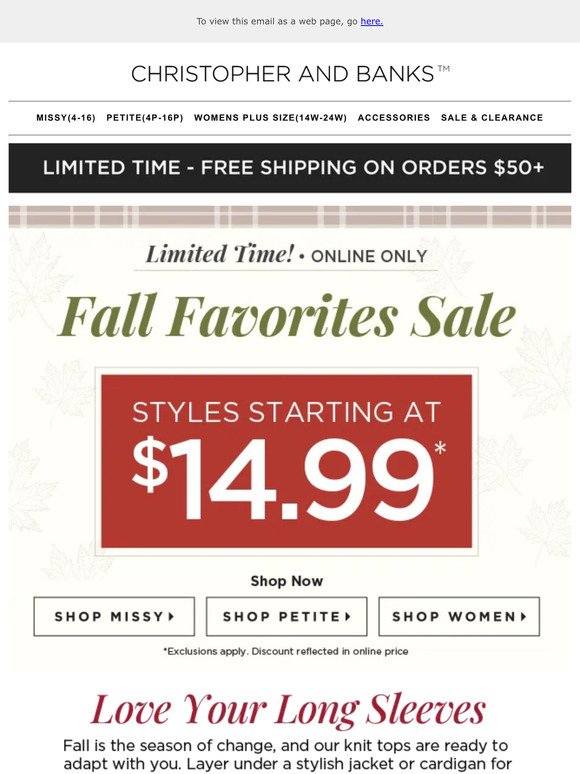 Fall Favorites Sale: $14.99 & Up