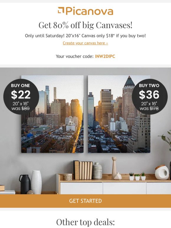 2 days - Buy 2 Canvases & Take -80%
