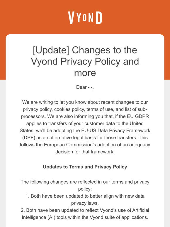 Vyond: [Update] Changes to the Vyond Privacy Policy and more | Milled