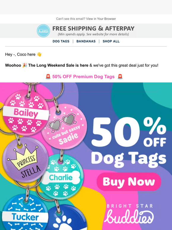 Bright Star Buddies: 50% OFF Premium Dog Tags 😱 | Milled