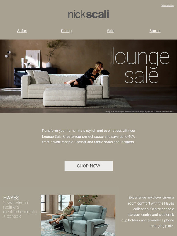 Nick Scali Online Create a stylish and cool oasis. Our Lounge Sale on