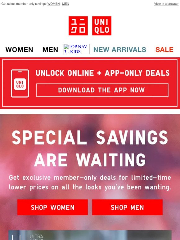Join the UNIQLO family for special deals on down + more!