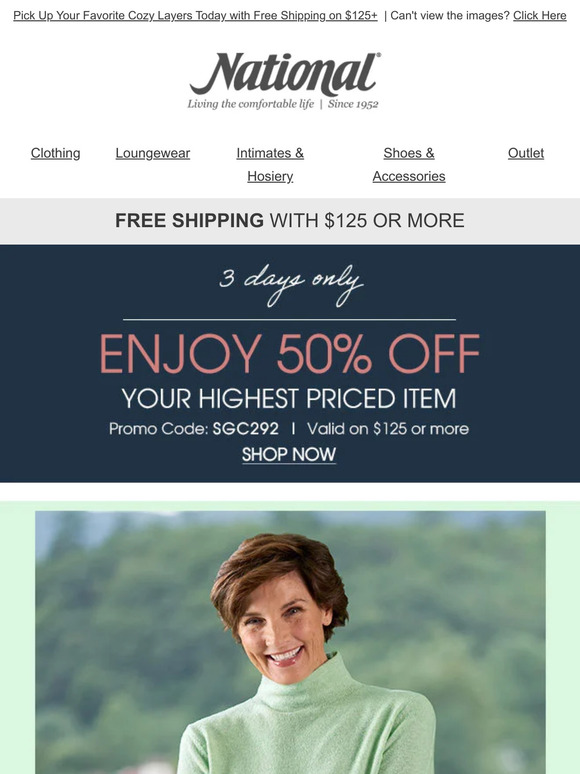 ShopNational: 50% Off Your Most Expensive Item 3 Days Only! | Milled